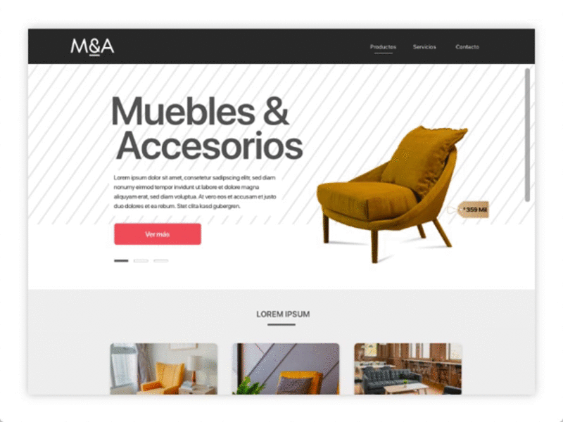 M&A Landing Page Concept accesorios adobe xd branding furniture store graphic design muebles prototype ui web design