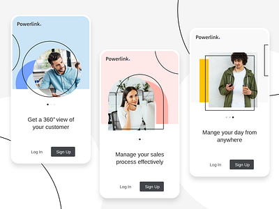 Powerlink CRM Onboarding Screens branding color crm software design onboarding onboarding ui product design ui ux