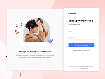 Powerlink CRM Sign Up crm design login login form login page product design saas design saas website sign in signup ui ux