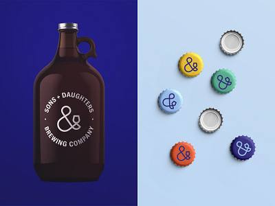 Sons + Daughters Brewing Co. Branded Products ampersand apparel beer bottle boston bottle cap branded collateral brewing daughters family growler hat identity inclusive liberty minimal revolt revolution sons