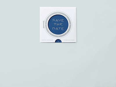 Save the Date for Boston: Sink or Swim Event art direction athenaeum boston climate change diecut illustration letterpress ocean save the date watch design water