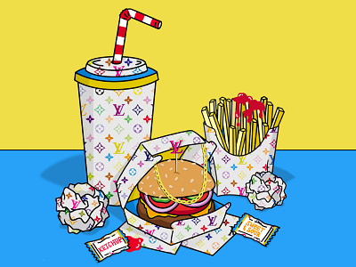 Designer Fast Food branding bright color designer fast food food graphic design illustration louis vuitton packaging pop art