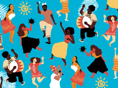 Afrofest | Branding Illustrations african black branding character characters colorful culture dancing design festival flat illustration food graphic design illustration instruments music rebrand summer vibrant