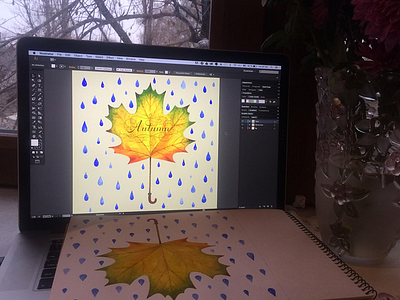 Autumn autumn leaf rain sketch watercolor