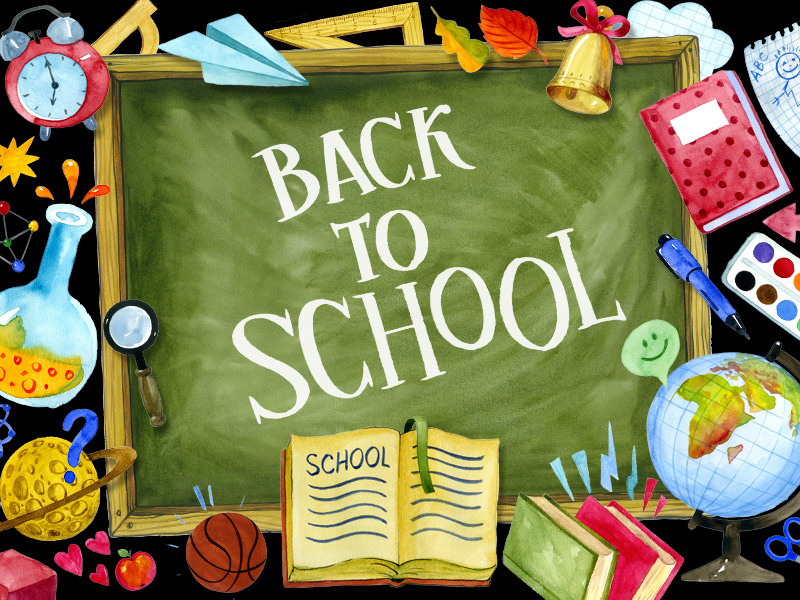 Back To School Watercolor board calculator pen univercity education student school back to school