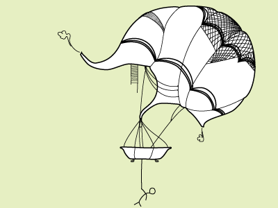 Dirigibbble bathtub dirigible elephant illustration line screenprint