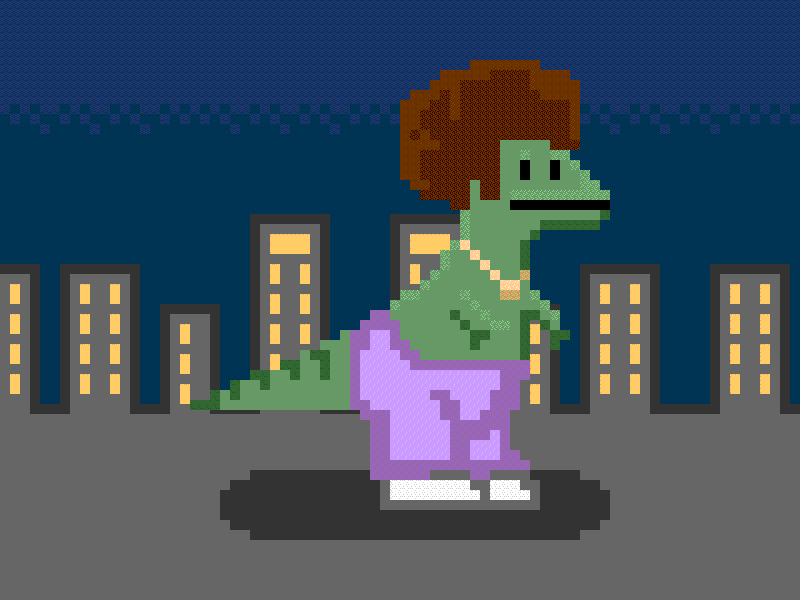 Discodino 8bit animation dinosaur discomusic monster pixel pixel art tyrannosaurus weird