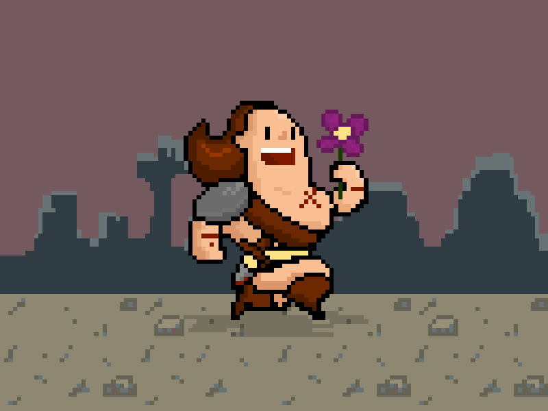 Marry Barbarian 16bit animation character design frame by frame gaming indie pixel art