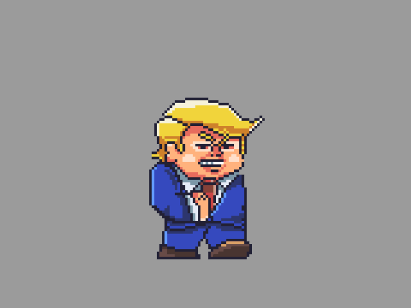 8bit Trump Walk Cycle 16bit animation character frame by frame funny loop pixel pixel art retrogaming