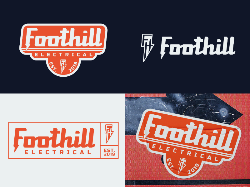 Foothill Electrical ⚠️ Logo & Badge Design bolt electric electrical badge branding logotype type logo