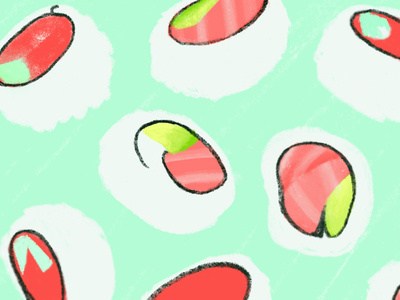 Sushi design draw drawn food hungry illustration ipad pattern procreate sketch sushi