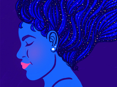 Cosmic Girl art artdaily blue design design art draw drawn goddess hair illustrated illustration illustration art ipad starry night stars woman illustration