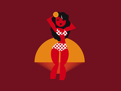 La nena colorada beach girl illustration pinup red sexy travel woman
