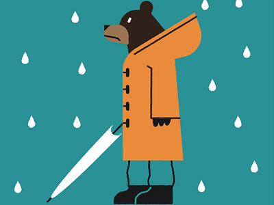 Bear in a rainy day