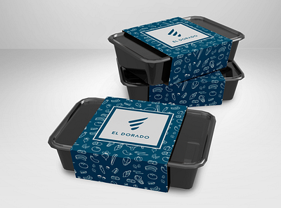 EL DORADO takeout Food box branding design flat illustration logo minimal typography vector