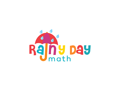 Rainy Day math - kids project branding design flat illustration logo vector