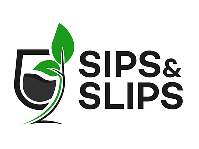 Sips & Slips Logo | Wine and gardening company artwork branding cover art design flat icon illustration logo minimal typography vector