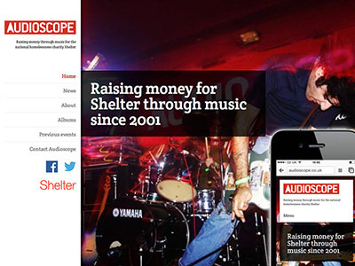 Audioscope website charity design music responsive website wordpress