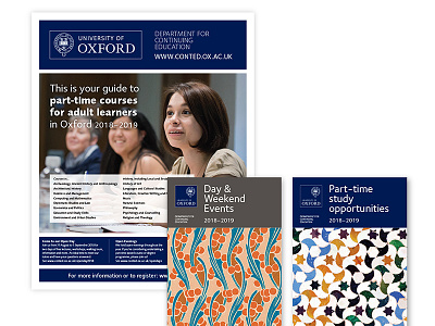 University of Oxford recruitment newspapers and prospectuses graphic design print design