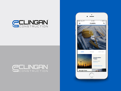 Clingan Construction identidad corporativa imaginería digital logotipo papelería corporativa