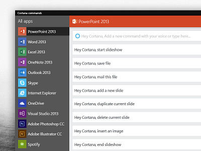 Cortana Commands for Windows apps app cortana design desktop icons interaction siri touch voice windows