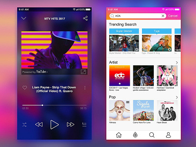 Music APP YoungTunes app music app ui design