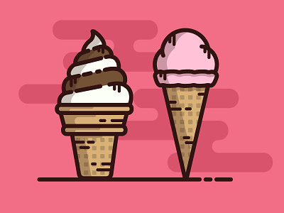 Soft Serve & Hard Ice Cream cream ice icon illustration illustrator vector