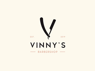 Vinny's Barbershop barbers barbershop brand brand identity branding idenity logo marque razor shave typography vinnys