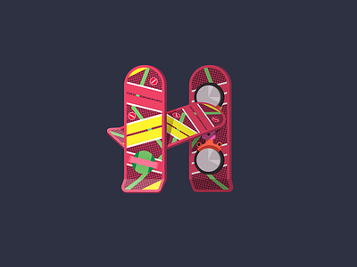 Geek Alphabet "H" is for Hoverboard 26daysoftype 36dayoftype back to the future bttf h hoverboard illustration letter lettering marty mcfly typography vector