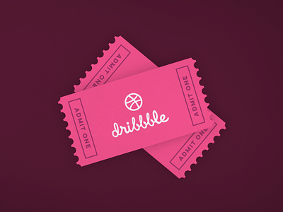 2x Dribbble Invites! design draft drafted dribbble flat invite invites pink simple ticket vector