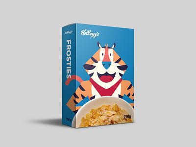 Frosties Minimal Box box cereal cereal box clean design frosties illustration illustrator kelloggs minimal minimalist mock up packaging packaging design packaging mockup retro simple tiger tony tony the tiger