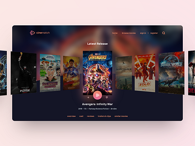 Cinematch Homepage adobe adobe xd catalog creative design designer movie stream ui uiux uiuxdesign uiuxdesigner ux web web design web designer website xd