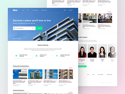 Real PH - Homepage Revamp clean creative design designer homepage material real estate simple web website white