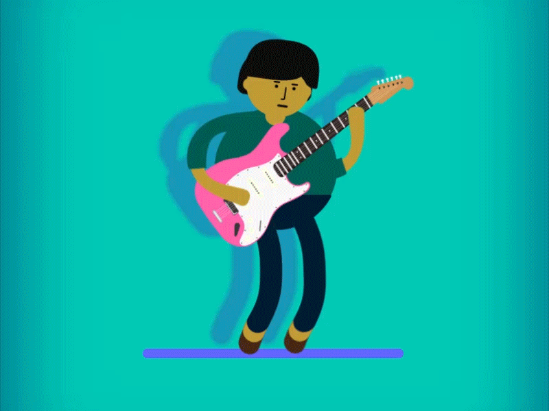 Yo jammin with Bunny (pink strat electric guitar) mograph motiondesign motiongraphics yolec yomography