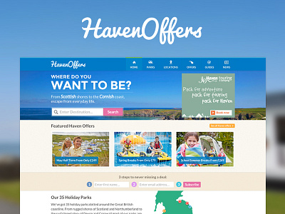 Haven Offers colourful holiday icon logo map offer redesign ui webdesign website