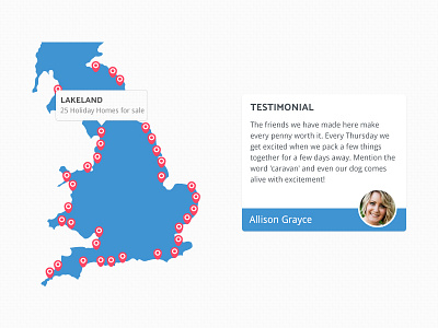 Map & Testimonial hover label map pin search speech bubble testimonial ui uk