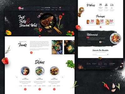 Foods Online Landing Page design graphic design illustration logo ui ux