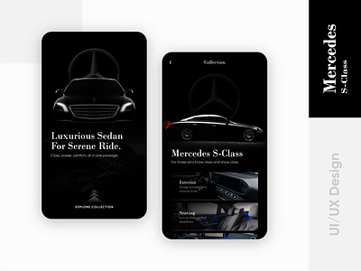Mercedes Store App - UI Exploration appdesign blackandwhite classy concept exploring interface minimal mobile app design mobile design mobile ui uidesign