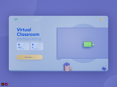 Virtual 3D Classroom 3d 3drender 3dui blender3d interfacedesign ui uidesign ux uxdesign webdesign