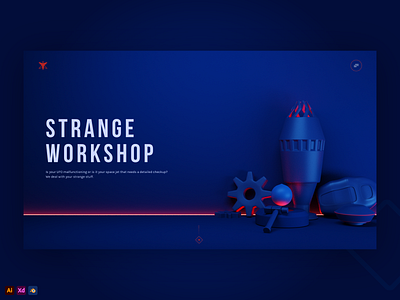Strange Workshop - 3D 3ddesign blender3d concept exploration header hero banner ui uidesign ux web web design webdesign