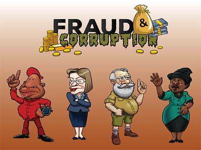 Fraud & Corruption Boardgame boardgame caricature cartoon character design photoshop art