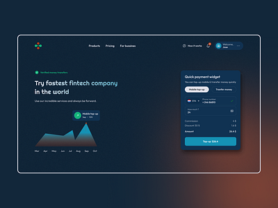 Fintech landing page dark mode figma fintech landing page payments ui ux