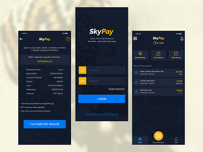 SkyPay Money Transfer App app creativity design flat illustration ui ux