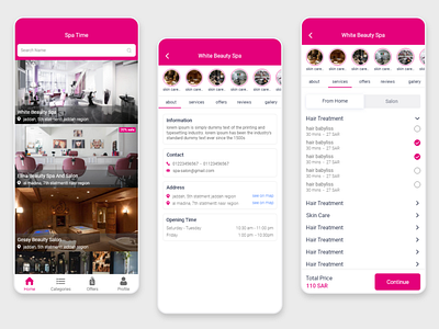 Spa Time App app design salon space ui woman