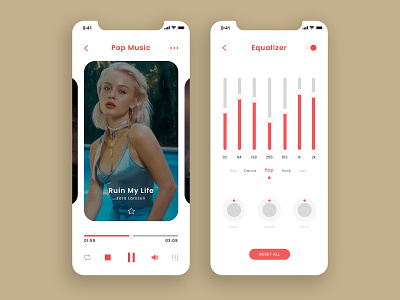 Music App app apple application clean creative design design app designer designs equalizer iphone minimalist modern music music app pantone red ui ui design uidesign