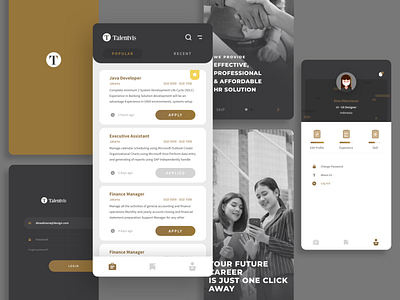 job search mobile app redesign app apps appscreen design flow homepage profile prototype prototyping redesign revamp ui ui ux user interface