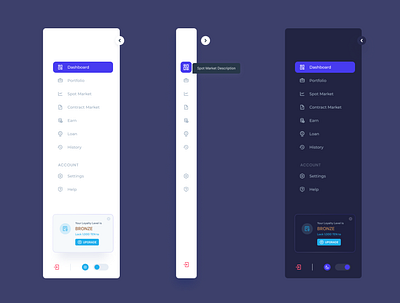 Dashboard side panel crypto dashboard design trading ui user interface web