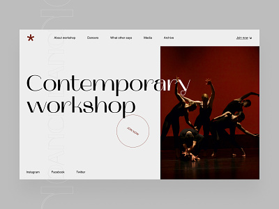 Contemporary workshop concept clean design flat minimal typography ui ux vector web website