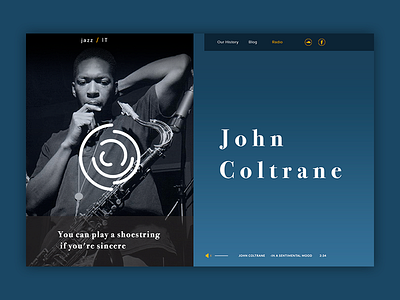 Jazz Radio John Coltrane clean colors design interface jazz music radio responsive site ui ux web