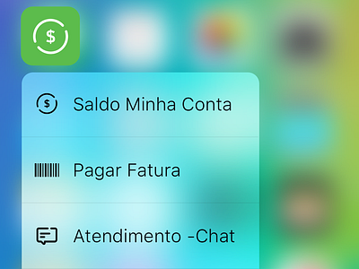 Quick actions. 3D touch app Minha Conta